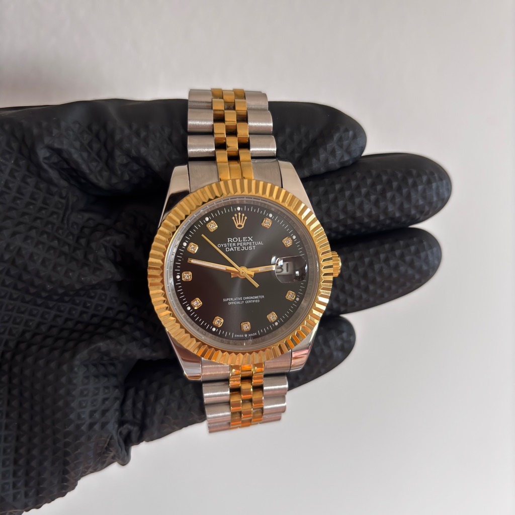 Rolex Datejust Gold And Silver Watch With Black Dial